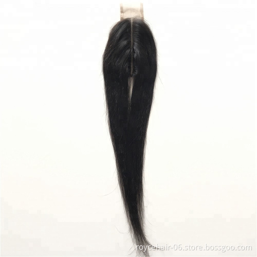 Brazilian Straight Hair Lace Closure Virgin Human Hair 2*6 Middle Part Swiss Lace Closure 10-20 Inch Natural Color